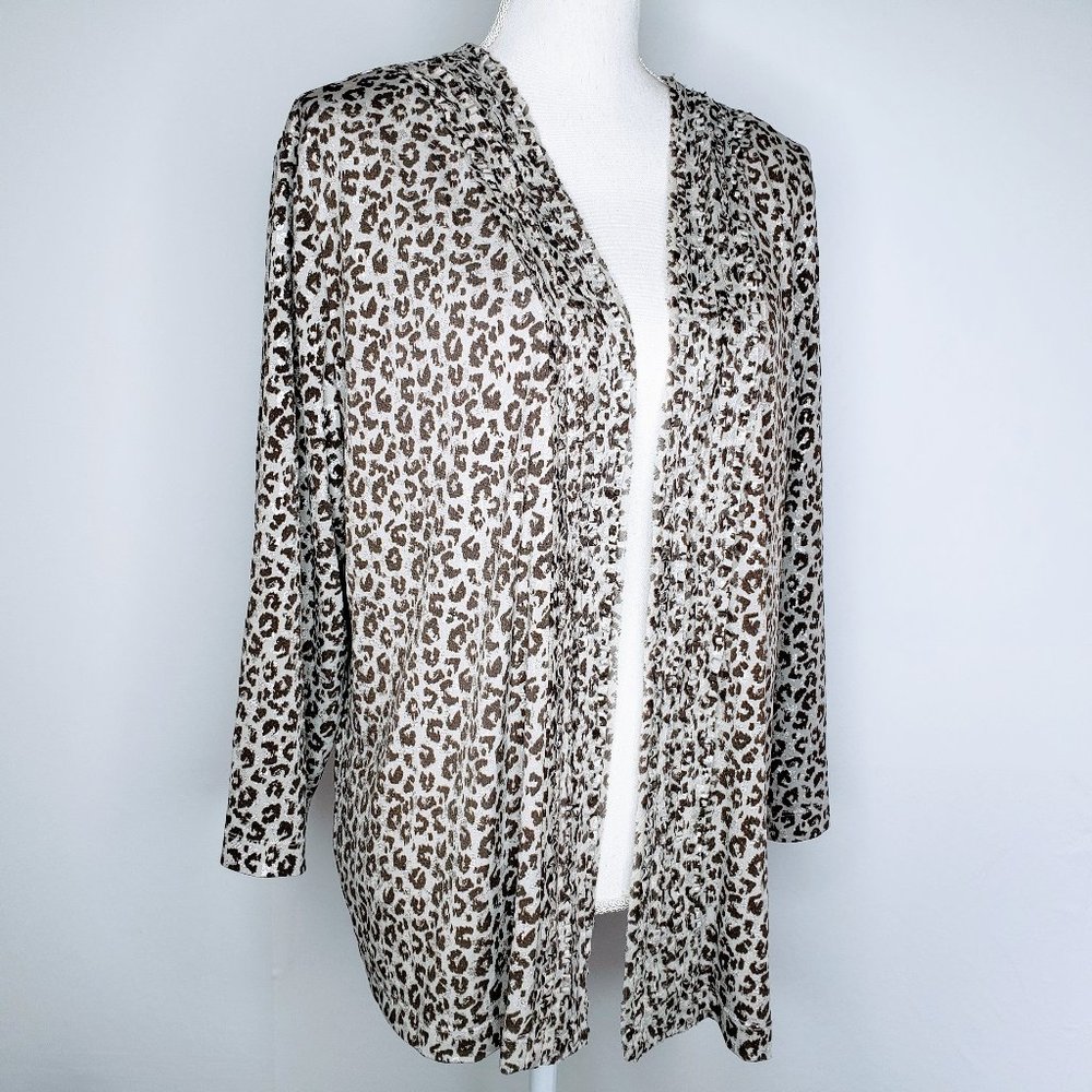 NWT Chico's Travelers Leopard Ruffle Jacket - 3